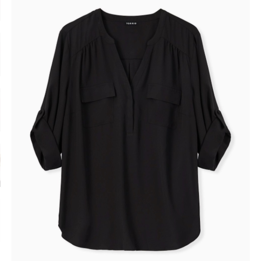 HARPER - BLACK GEORGETTE PULLOVER BLOUSE